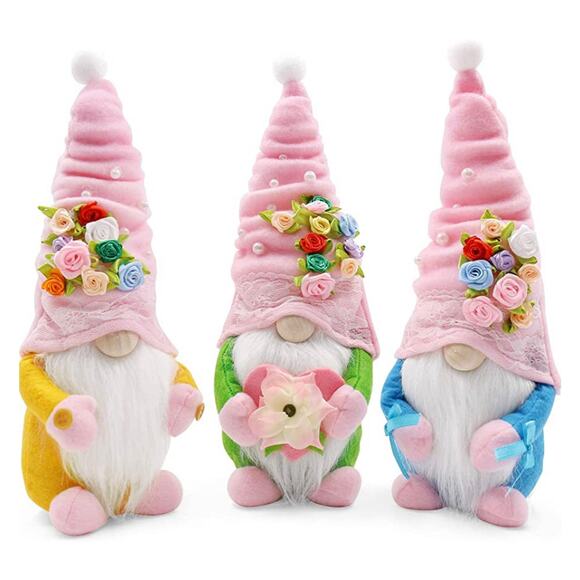 Adorable Spring Flowers, Gnomes, Handmade Shelf, dwarf figurines - Picture 2 of 7